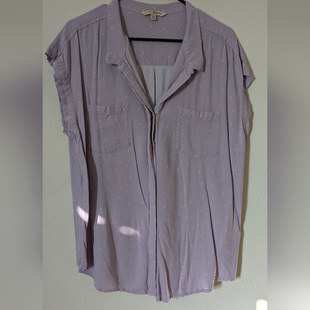JACHS Girlfriend XXL Light Purple Button Down Short Sleeve Blouse